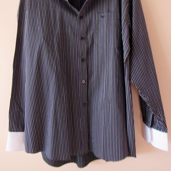 Giorgio Armani Shirt Large 16 32 33 Purple/Black Mens Striped, cotton blend - Picture 7 of 8
